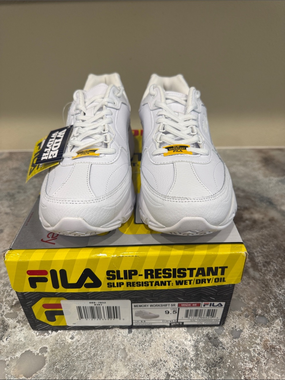 FILA Men's White Slip-Resistant Athletic Sneakers